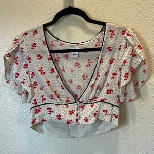 Urban Outfitters | Rose / Polka Dot Crop Top